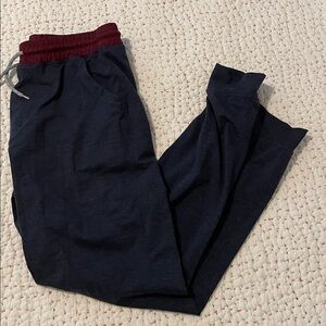 Marine Layer Navy Sweatpants with Burgundy Waistband